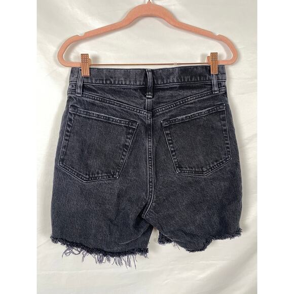 Abercrombie & Fitch Cut Off Shirt Dark Wash Overlap Front Button Denim Shorts 6 - Picture 2 of 8